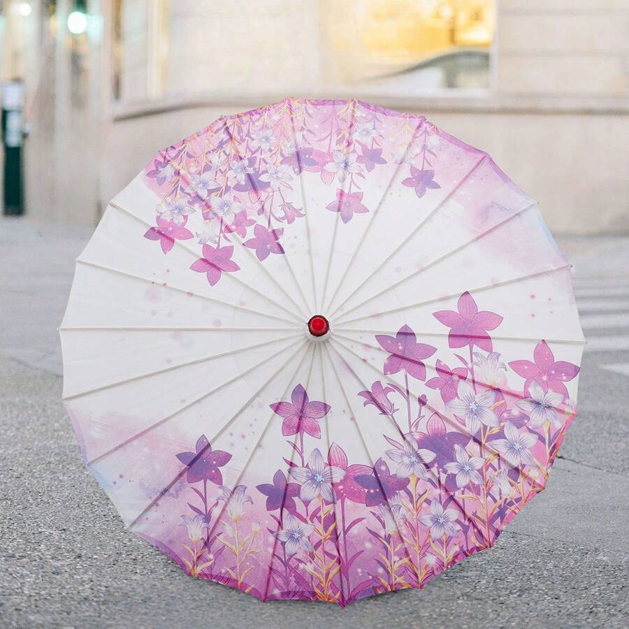Paper Umbrellas For Decorations Colorful Classical Chinese Style Print Parasol Umbrella - Purple - View 1