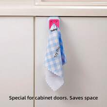 1/2/4pcs No Drill Hanging Towel Holders, Convenient Rag Storage Clips, Soft Material, Fits Cabinets, Wardrobes, Bathrooms, For Hanging Towels, Washcloths, Rags And Gloves, Practical Kitchen & Bathroom Accessory