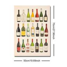 1 pezzo cartellone quadro di arte da muro della cucina con stampa su tela di bottiglie di vino senza cornice, grafica minimalista di diagramma vini per carrello bar, dipinto retrò per appartamento, soggiorno, sala da pranzo, decorazione moderna per la casa