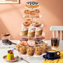 1pc Acrylic Transparent Cupcake Stand, 6-Tier Cake Display Rack, Round Acrylic Dessert Table Display, Cupcake Tower Display, Suitable For Party, Wedding, Graduation - Transparent - View 3