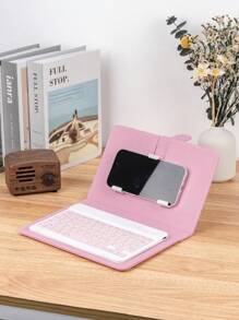 1 Pc Designed For 4.5-6.8 In Mobile Wireless Keyboards With Detachable Leather Cases And An External Magnetic Keyboard