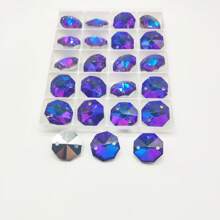 20pcs/Set 14mm 2 Holes Glass Beads/Crystal Glass Octagon Beads/DIY Loose Sun Catcher Beads/Crystal Prism/Crystal Chandelier Pendants/Xmas Tree Decoration/Holiday Decoration/Wedding Decoration