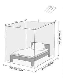 四角柱帘床罩 典雅蚊帐 四门蚊帐 蚊帐床罩 悬挂式蚊帐（圆顶蚊帐 单门） 家用卧室天幕蕾丝窗帘 蕾丝床罩帘 公主床顶蚊帐（无灯）