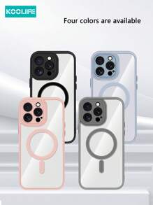 1pc Koolife Magnetic Wireless Charging, Metal Button, Built-In Lens Film, Skin-Friendly Transparent Anti-Fall Full Coverage Phone Protective Case, PC+TPU, Compatible With IPhone 17 ProMax/17/17 Pro/17 Air/12/12 Pro/12 ProMax/13/13 Pro/13 ProMax/14/14 Plus/14 Pro/14 ProMax/15/15 Pro/15 Plus/15 ProMax/16 Pro/16 Plus/16e/16 ProMax