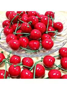 10pcs Artificial Cherry, Faux Cherries For Home Party, Desktop Decor, Birthday, Fruit Party Decoration, Scene Setting, Graduation Ceremony, Room Home Decor, Holiday Celebration, Theme Party, Photography Props Christmas Decorations Room Decor Christmas