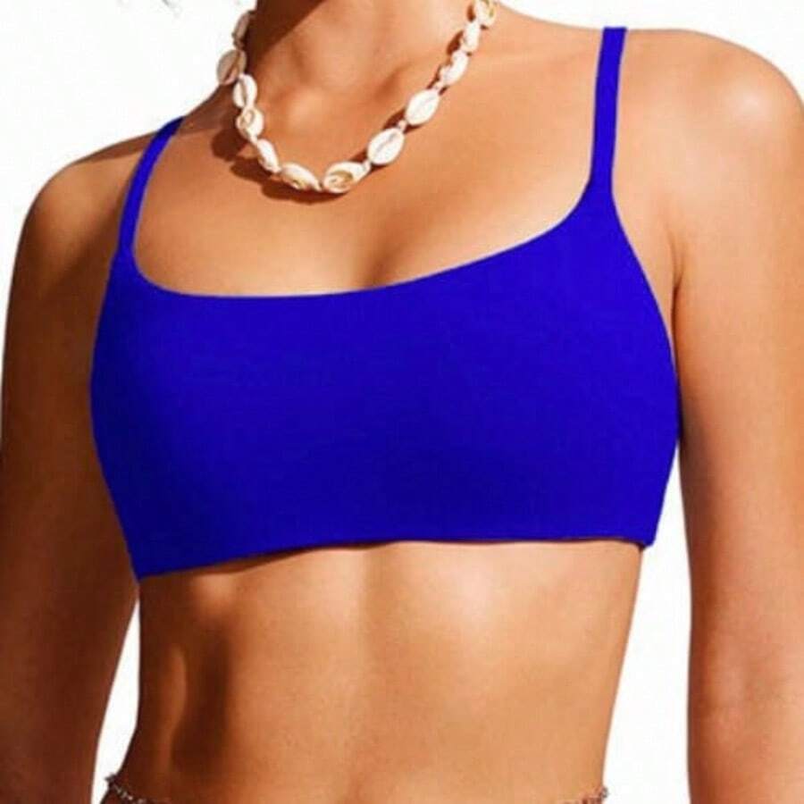 Gym Top Double Strapless Padded Thin Strap Zero Transparency Fashion Colors - Azul Marino - Ver 1