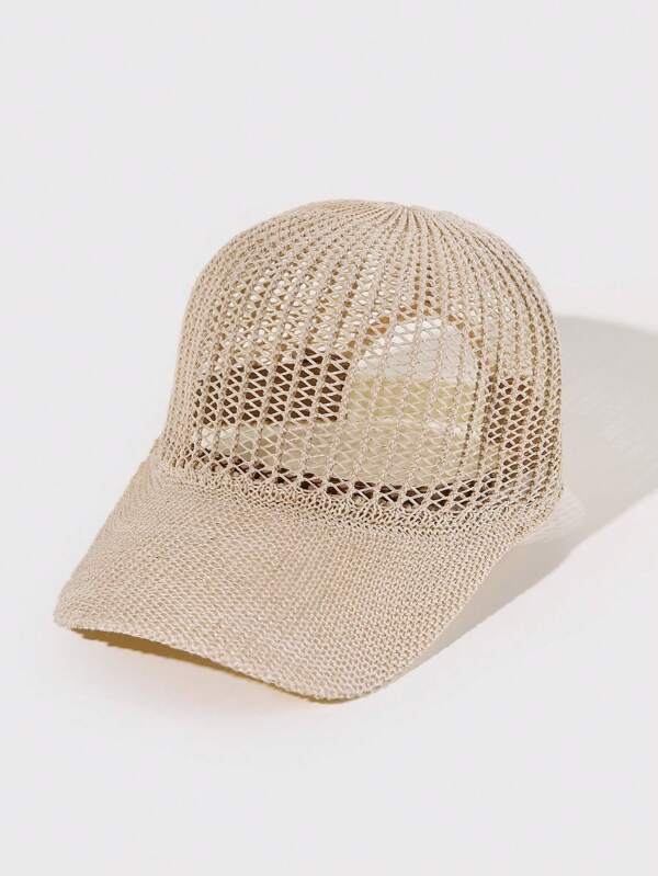 1pc Ladies' New Fashion Hollow Out Baseball Cap, Breathable Sun Hat For Summer Daily Wear Boho