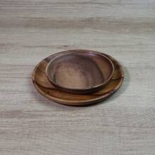 1pc Circular Wooden Tray, Rosewood Design, Fruit/Snack/Condiment Dish, Rustic Style