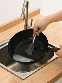 1pc Stainless Steel Multi-Function Cleaning Brush, No Power Needed, Keyboard Brush, Fan Cleaning, Pot Washing Brush, Dish Washing Brush, Durable Kitchen Cleaning Brush, Kitchen Sink Countertop Cleaning Brush, Household Cleaning Personal Care Tools, Cleaning Supplies, Kitchen Gadget, Kitchen Accessories - Silver - View 4