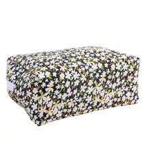 Borsa per il trucco con stampa floreale ditsy, kit da viaggio multifunzionale rosso fuoco per l'assistenza sanitaria e il trasporto di articoli da toilette