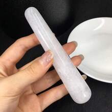 1pc Natural Crystal Raw Stone Massage Wand, Acupuncture Scraping Gua Sha Tool For Face, Eyes, Neck Beauty Relaxation - Multicolor - View 12