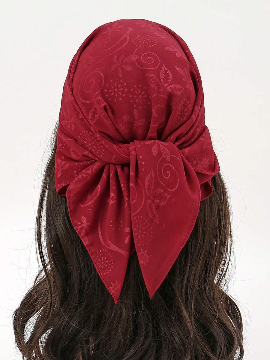1pc Bandana Embossed Square Scarf Head Wrap - Multicolor - View 1