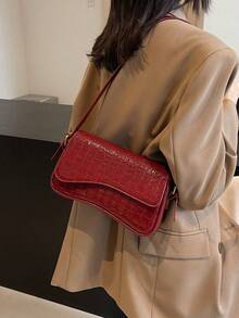 New Versatile Simple & Practical Shoulder Bag - Burgundy - View 3