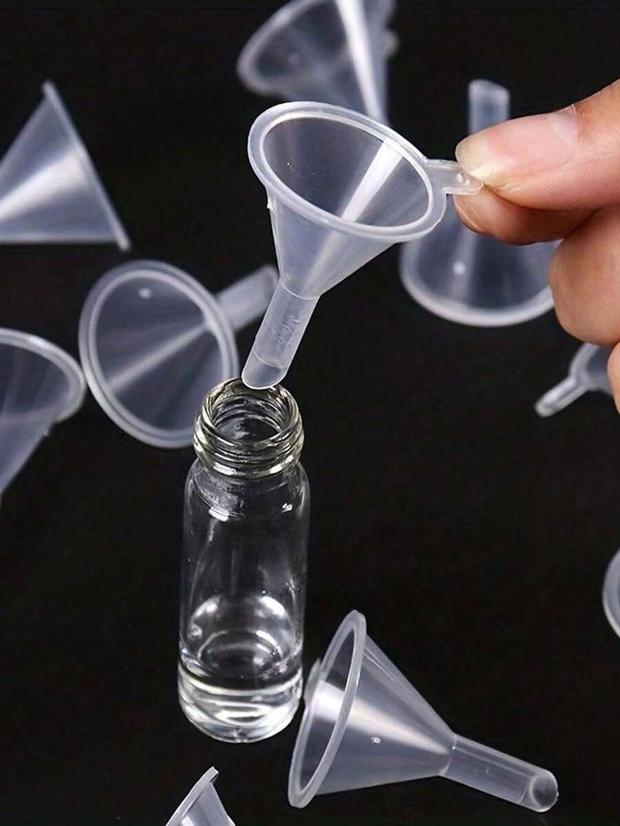5 件/10 件透明塑料迷你漏斗，适用于实验室瓶、精油、香水、香料、沙漏和粉末 - 精确测量和转移的必备工具 - 無色 - 查看 1