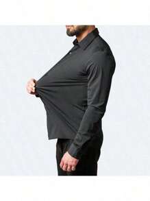 Camisas de vestir de negocios para hombre, de manga larga, cuello sólido, para boda, citas, camisa con botones, para trabajo y oficina,camisa para caballero casual elegantes PLUS xxl algodon personalizadas formal