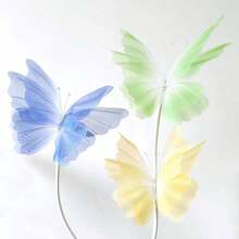 Grandes Flores Artificiais de Borboleta de Seda Feitas à Mão, Objetos Decorativos para Casamento, Fotografia ao Ar Livre