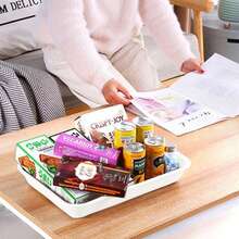 4pcs Extra Large Plastic Trays - Rectangular Food Serving And Organizing Trays, Stackable Durable Plastic Storage Trays For Home, Cafe, Restaurant, Outdoor - Holds Food, Bread, Grill Dishes - White - View 9