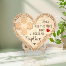 1PC Customized Content, Personalized Mom Puzzle Heart Sign, Gifts For Mom, Mother's Day Selection, Mother's Day Gifts Laser Cut Files, Wood Craftsmanship, Delicate Small Ornaments Personalized Mother's Day Puzzle Sign - Black - View 4