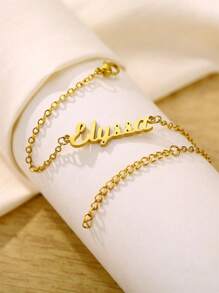 Customized Name Bracelets For Children Stainless Steel Chain Personalized Fashion Jewelry Best Gift ,Contracted,Simple,Casual,Old Money,Cuties,Custom,Personalized,Unique Ideal Gifts For Her Girlfriend,Mom,Family,Friends,Daughter For Anniversaries,For Valentine's Day,For Mother's Day,For Birthdays,For Graduation,For Daily Wear,For Weddings,For Prom