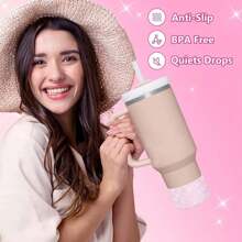 1 Peça Capa de Silicone para Copo, Protetor de Bottom Rosa Glitter, Compatível com Copo Térmico de 20-40oz e 12-24oz, Acessórios de Capa Antiderrapante para Garrafa de Água Esportiva