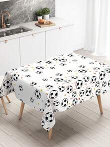 1pc 130*220cm Football Theme PE Tablecloth, Black And White Football Pattern Disposable Waterproof Table Runner, Perfect For Birthday, Holiday Party, Home Events Decoration, Also Suitable For Dining Table, Cabinet, Bar Counter, Gift Table, Room Decoration, Home Decor Tableskirt, Outdoor Camping Picnic Blanket, Easy To Clean, Ideal Party Gift. - Football - View 6