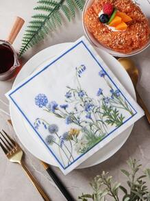 20 pièces Serviettes de déjeuner jetables colorées avec motif floral et végétal pour fêtes