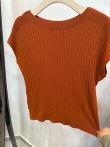 Summer Ice Silk Knits With Batwing Sleeves - Coklat - View 2
