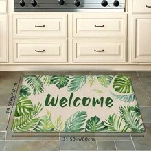 1pc Summer Minimalist Fresh Leaf Printed Doormat, Soft Non-Slip Absorbent Washable Area Rug For Kitchen, Bathroom, Bedroom, Laundry Room - Multicolor - View 14