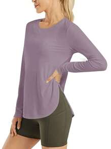 Women Fitness Yoga Top, Quick Dry Shirt For Running, Gym & Workout, Stretchy Compression Base Layer