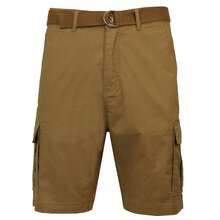 3-Pack Men's Cotton Stretch Ripstop Cargo Shorts With Belt - Black - Khaki - Tea Brown - View 4