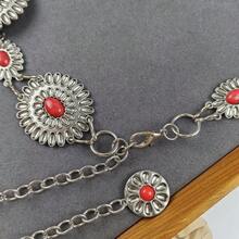 1pc Women's Vintage Boho Style Decorative Waist Chain, Suitable For Vacation - Silver - View 2