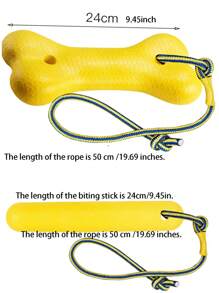 1pc Yellow Dog Chew Toy, Durable Multifunctional Bone Shaped EVA Material With Pull Rope Toy, Pet Ball Shaped Toy, Ball Shaped Toy With Pull Rope, Dog Chew Pull Ring Toy, Dog Toy, Ideal For Training, Retrieval And Swimming Activities; Perfect For Energetic Chewers