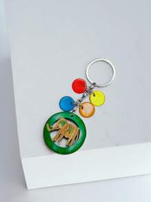 Handmade Natural Coconut Shell Key Chain, Minimalist Creative Design, Unique Vintage Decoration