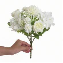 1/4 Peças Buquê de Peônia de Seda, Hortênsia e Crisântemo - Perfeito para Casamentos, Noivados e Decoração Doméstica | Acento de Mesa de Primavera, Decoração de Outono