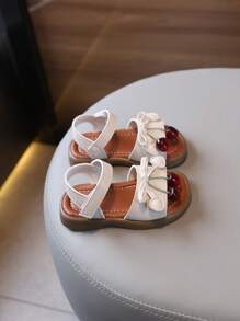 1 Pair Girls Bowknot Flat Sandals, Classic Fashion PU Lace-Up Lightweight Cute Infant/Toddler Sandals For Spring/Summer/Autumn/Winter