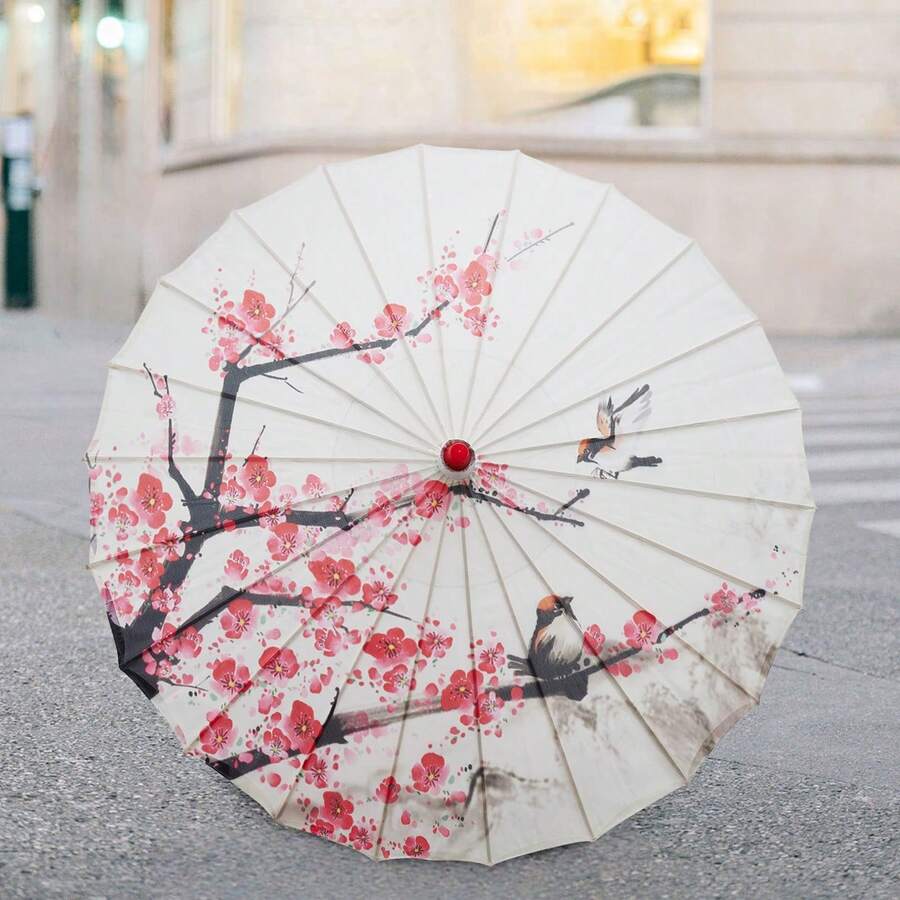 Paper Umbrellas For Decorations Colorful Classical Chinese Style Print Parasol Umbrella - Hot Pink - View 1