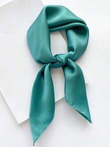 1pc Solid Color 90cm Satin Scarf, Comfortable & Simple Women Bandana, Versatile Spring/Summer/Autumn Square Scarf, Headband, Neck Scarf, Suitable For Daily Outings, Dates, Dinners, Events - Rust - View 21