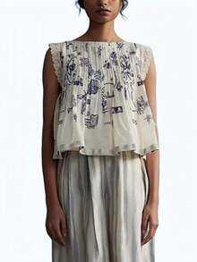 Women Y2K Tie Side Vest Tops Funny Print Lace Trim Sleeveless Bowtie Cropped Tank Tops Vintage Aesthetic Camisoles Crop Tops Summer Going Out Shirts Tops - 白色 - 查看 4