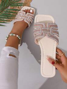 New Spring/Summer Fashion Brand H Slippers Women Casual Stylish Slip-On Slides Outdoor Wear Roman Slip-On Sandals Women Summer Slouchy Flat Comfort Black Beige Brown Embossed Slides Desert Key French Chic Rhinestones Thick Bottom Wedge Sandals Beach Shoes Summer New Fairy Style Slip-On Slides Women Shoes Love Assist French Slip-On Low Heel Round Toe Indoor Outdoor Wear Casual Slides Women Crocodile Texture Slides Versatile Metal Decor Flat Slip-On Sandals Summer Stylish Slides - Baby Pink - View 1