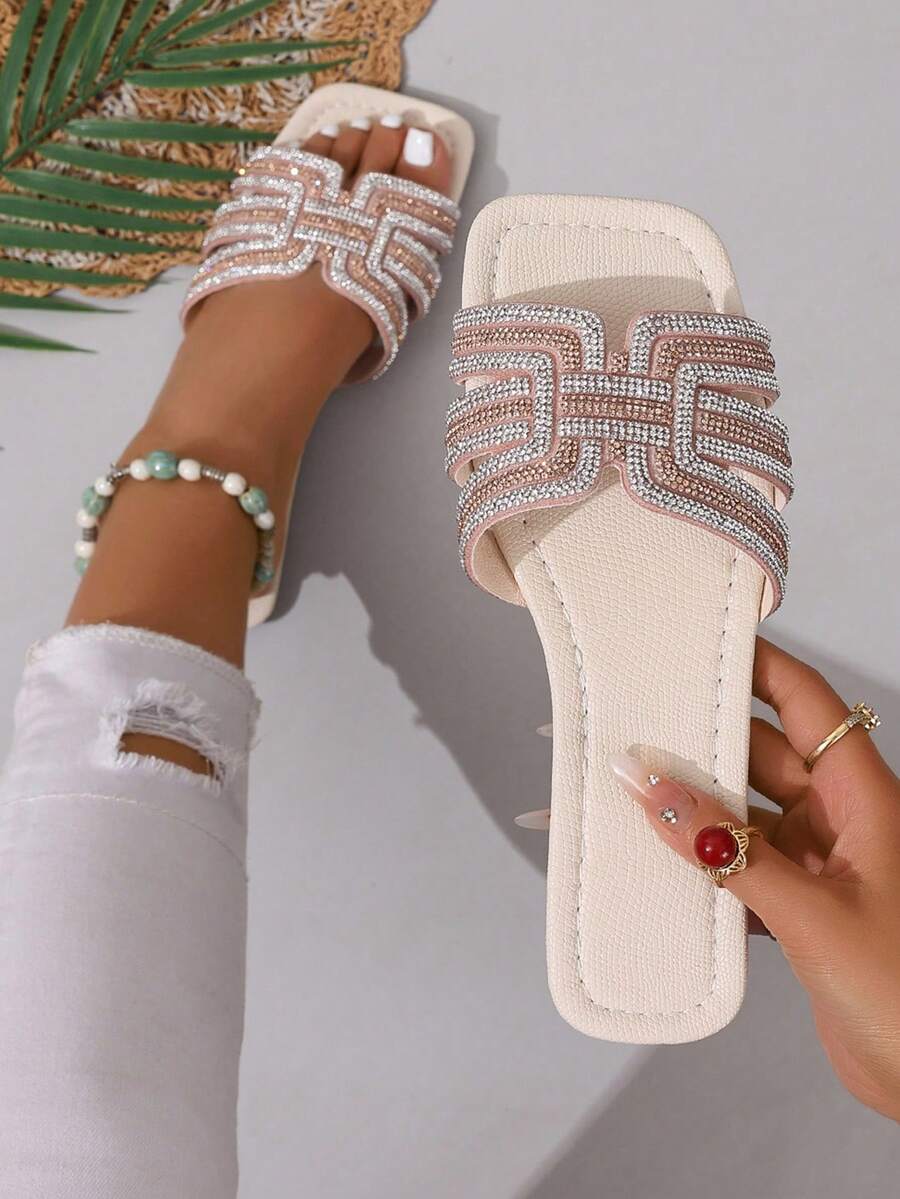 New Spring/Summer Fashion Brand H Slippers Women Casual Stylish Slip-On Slides Outdoor Wear Roman Slip-On Sandals Women Summer Slouchy Flat Comfort Black Beige Brown Embossed Slides Desert Key French Chic Rhinestones Thick Bottom Wedge Sandals Beach Shoes Summer New Fairy Style Slip-On Slides Women Shoes Love Assist French Slip-On Low Heel Round Toe Indoor Outdoor Wear Casual Slides Women Crocodile Texture Slides Versatile Metal Decor Flat Slip-On Sandals Summer Stylish Slides - Baby Pink - View 1