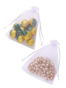 10/50/100pcs White Gift Packaging Bags, Wedding Candy Bags, Gift Bags, Organza Candy Bags, Wedding Candy Bags, Tableware, Wedding Essentials, Home Decor, Gift Packaging Supplies, Event And Party Supplies Gift Packaging Bags, Suitable For Various Holiday Parties, Gatherings, Birthdays, Weddings, Gifts, Outdoor Picnics, Valentine's Day, Wedding Anniversary Gift Packaging Supplies Candy Bags, Jewelry Packaging Organza Bags, Candy Bags Travel Storage Packaging Bags Holiday Gift Bags - Multicolor - View 24