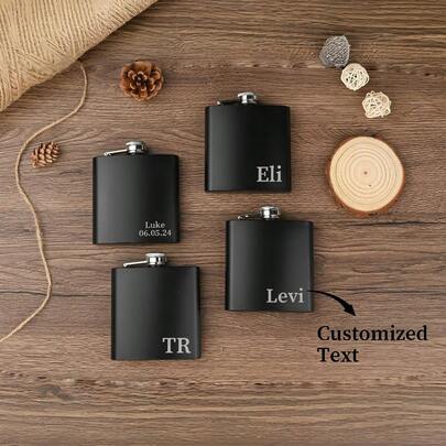 Personalized Flask Gift For Men, Bachelor Party Gifts, Groomsmen Gifts, Best Man Gift, Dad Gifts, Wedding Gift For Groomsman, Boyfriend Gift. Groomsmen Best Man Usher Groom Gift Personalised Matte Black 6oz Hip Flask, Custom 6oz Hipflask, Personalized Hip Flask, Laser Engraved Flask, Party Gifts, Wedding Party Favors, Gift For Him, Bridesmaid Gift, Gifts For Mom