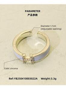1 pieza Anillo con letra H - Anillo de envoltura abierto minimalista de alta gama con circonia esmaltada, anillo de dedo/índice de moda para mujer