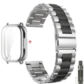 表壳 + 不锈钢金属表带，兼容 Redmi Watch 5 Active Band TPU 软壳屏幕保护膜，兼容 Redmi Watch 5 Lite 金属表带