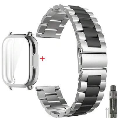 Case+Stainless Steel Metal Strap Compatible With Redmi Watch 5 Active Band TPU Soft Case Screen Protector Compatible With Redmi Watch 5 Lite Metal Watchband