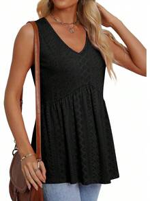 OFEEFAN Womens Tank Tops 2025 Flowy Peplum Tops For Women Dressy Sleeveless V Neck Babydoll Tank Tops - màu xanh lá - Xem 9