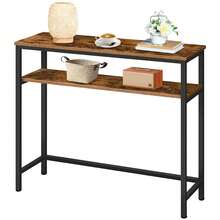 Console Table, Hallway Table With Adjustable Shelf, Slim Sofa Table, 2-Tier Side Table With Storage Shelf, For Living Room, Office, Industrial, Sturdy - Brown - View 2