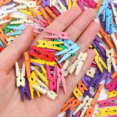 100pcs/50pcs Mini Colorful Wooden Clips, Reusable, DIY Craft Clips, Photo Clips, Sock Clips, Home Storage Wooden Clips For Arts And Crafts (1 Inch, 2.5cm)