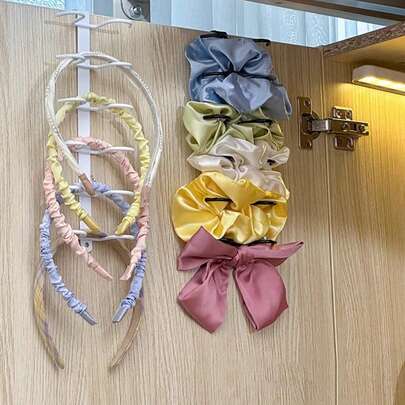 1pc/2-Tier Hair Accessory Storage Rack, For Storing Headbands, Clips, Pins, Multi-Function Clips/Headbands With Hanging Rail, Iron Shelf With No Need For Drilling, Suitable For Bathroom, Closet, Bedroom