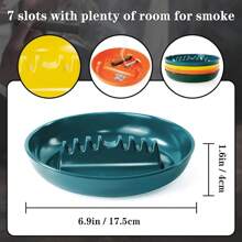 1pc Unbreakable Ceramic-Like Melamine Cigarette Ashtray, Suitable For Home, Office, Restaurant, Patio, Bar, 5 Color Options (Red, Blue, Yellow, Green, Black)